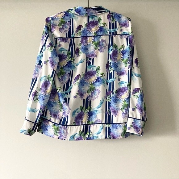 J. Crew Drapey Button Up Top in Vintage Floral‎ Stripe M - Picture 5 of 7